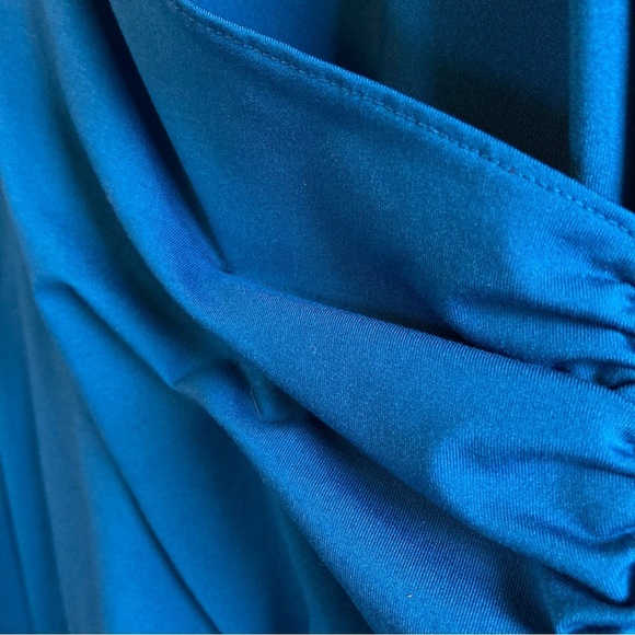 Athleta Nectar Deep Teal/Turquoise Faux Wrap Dress  (Size LP) - Picture 8 of 13